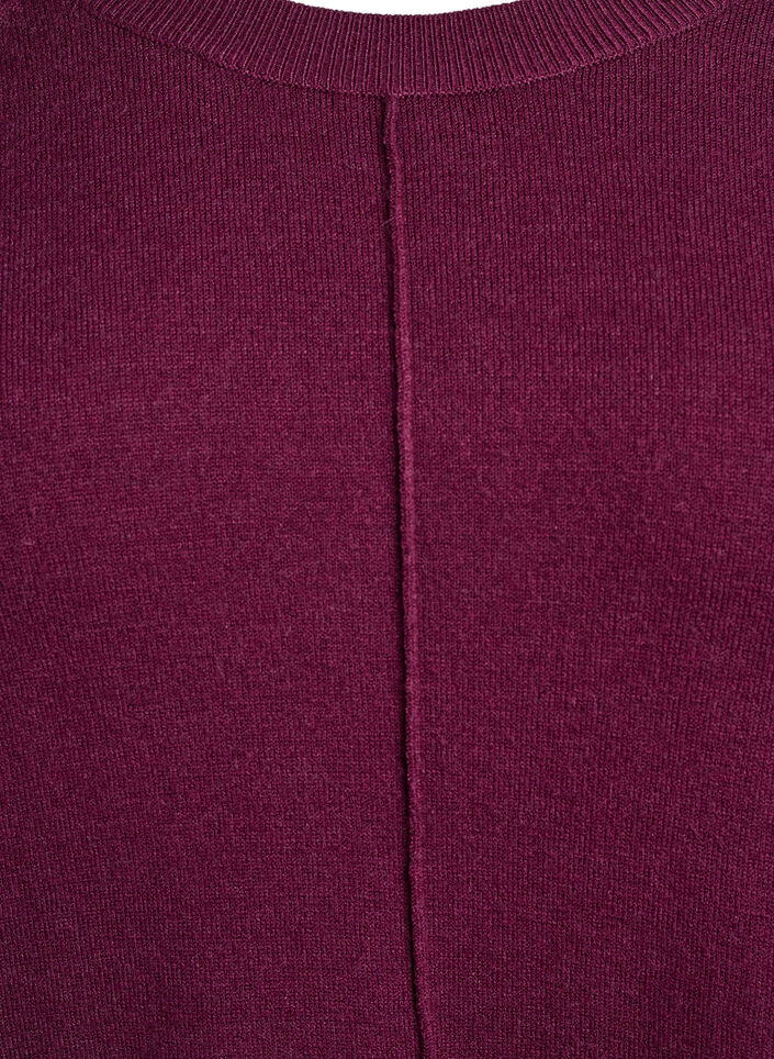 Short knitted dress with raglan sleeves and a centre seam, Dark Bordeaux, Packshot image number 2