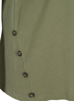 Cotton t-shirt with buttons, Thyme, Packshot image number 3