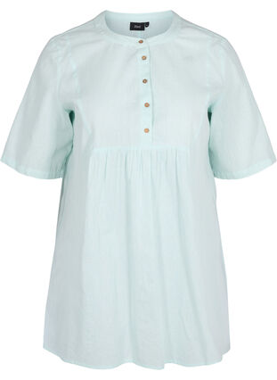 Short-sleeved tunic with buttons, Moonlight Jade, Packshot image number 0