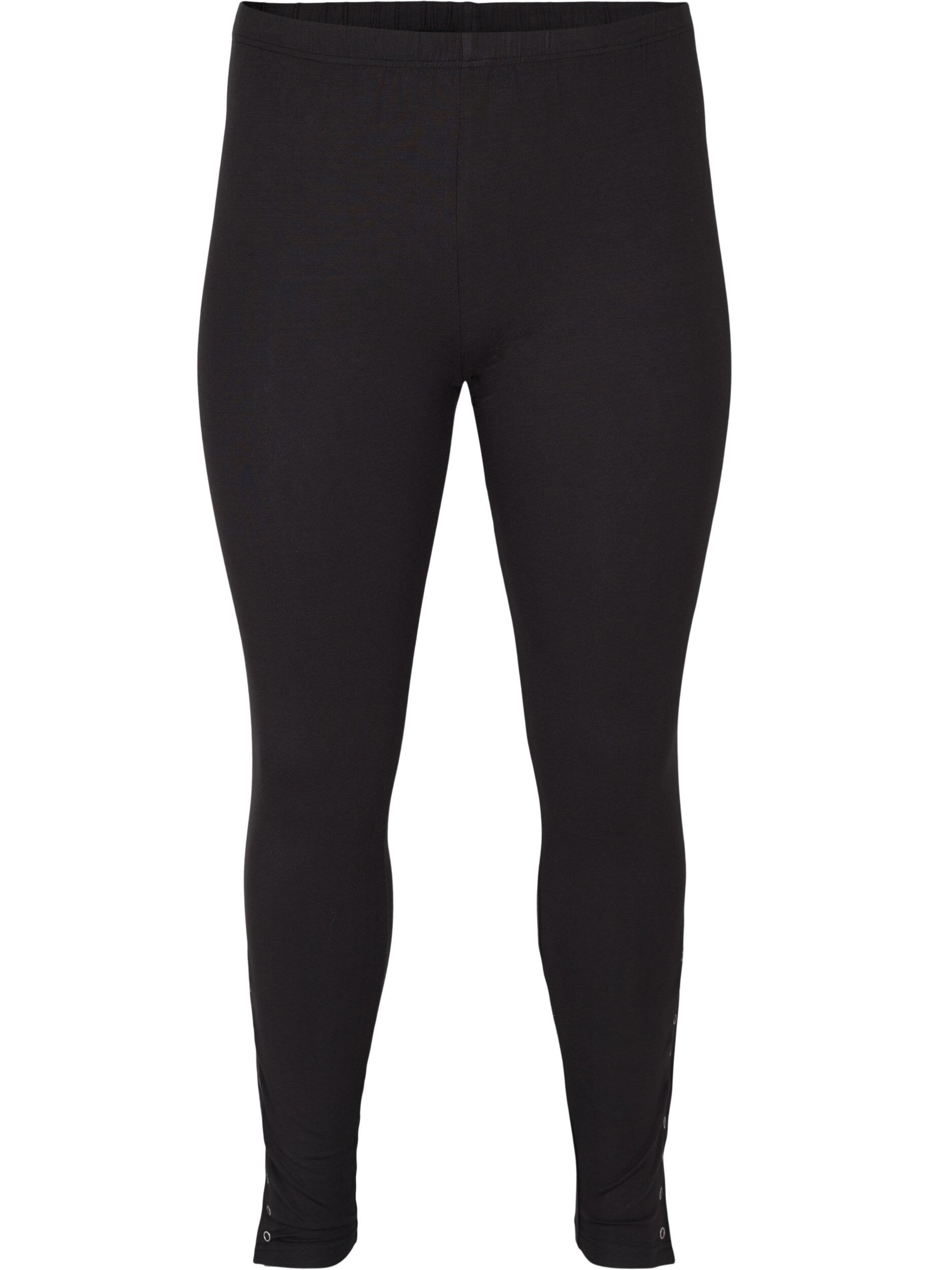 Zizzifashion Viscose leggings with press studs, Black, Packshot image number 0