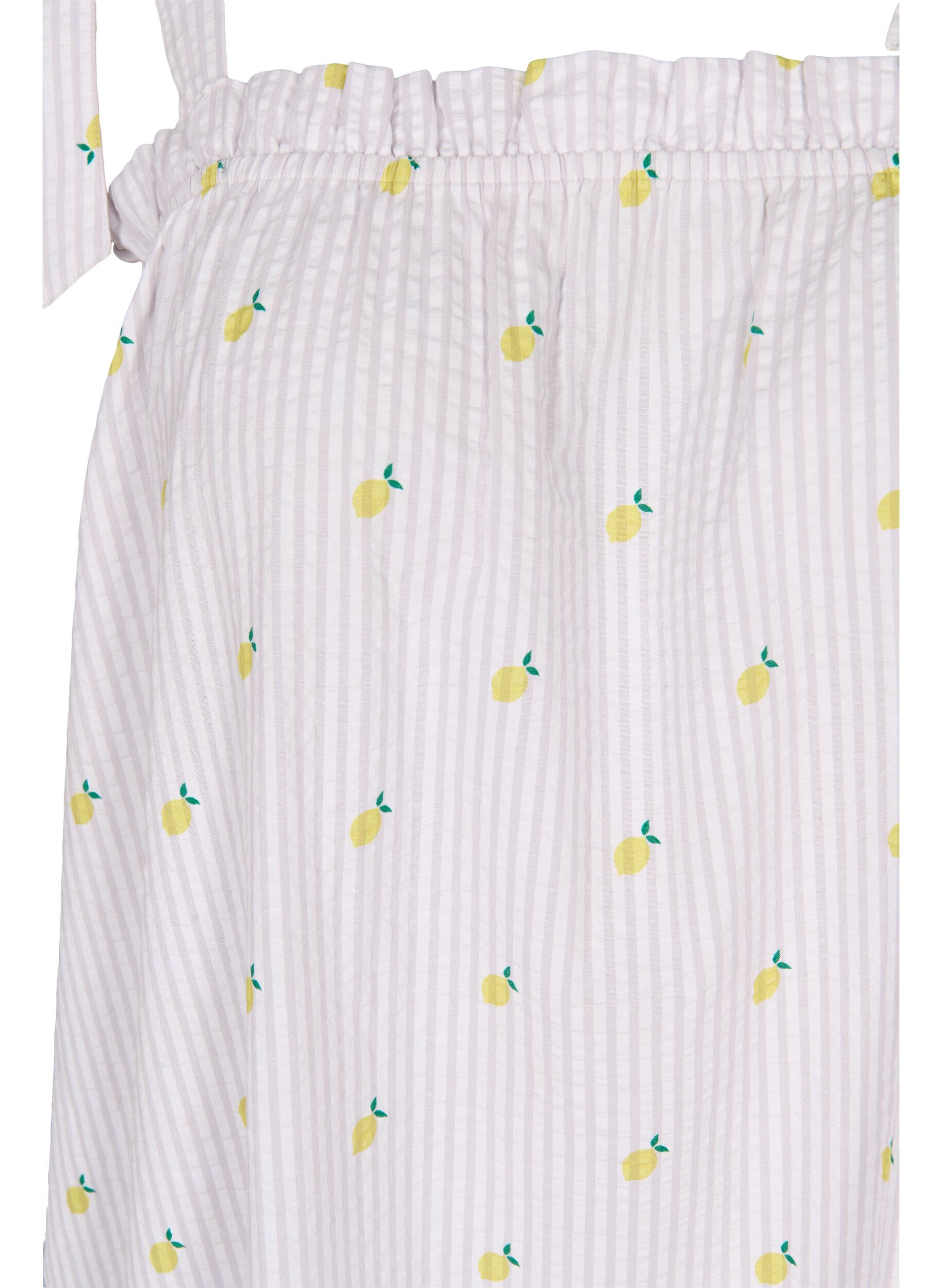 Zizzifashion Beach dress in cotton with tie straps, Lemon Print, Packshot image number 2