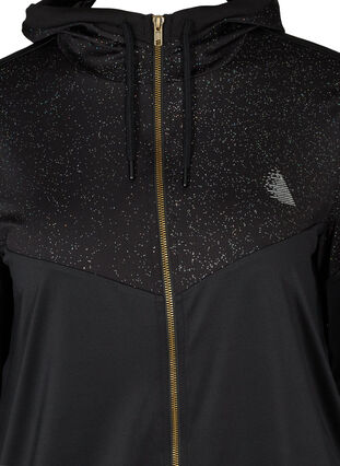 Sports cardigan with a zip and hood, Black, Packshot image number 2