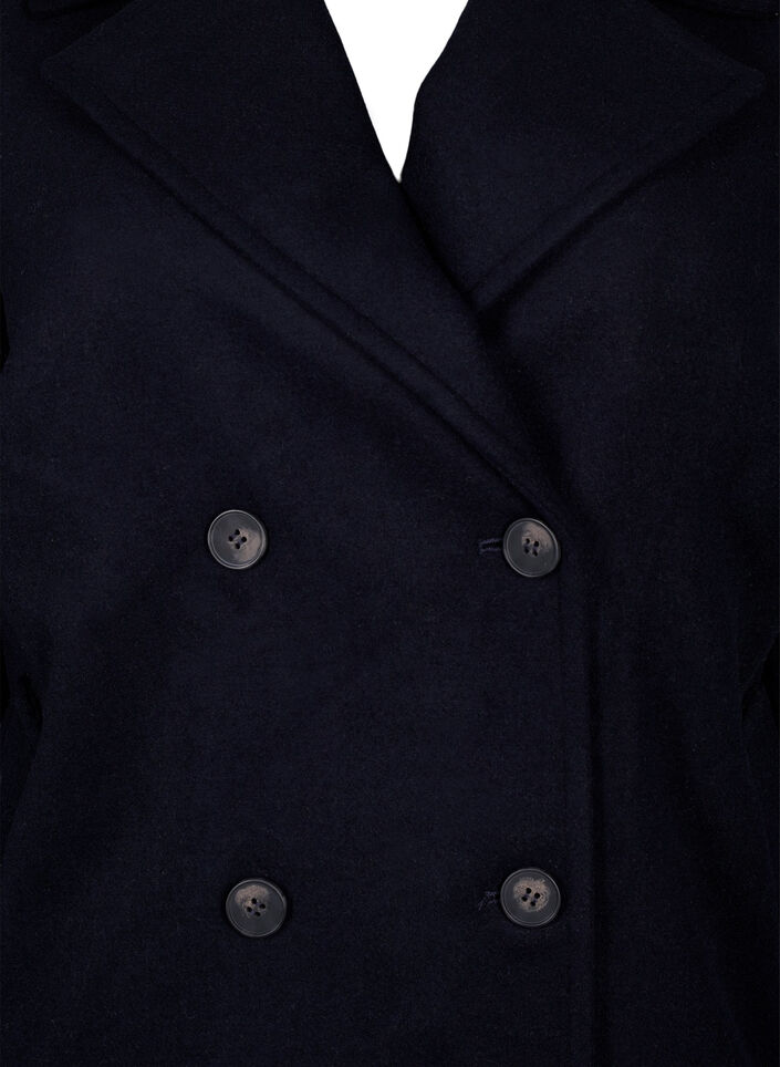 Short wool coat with pockets, Dark Navy, Packshot image number 2