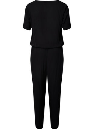 Jumpsuit in viscose with short sleeves, Black, Packshot image number 1