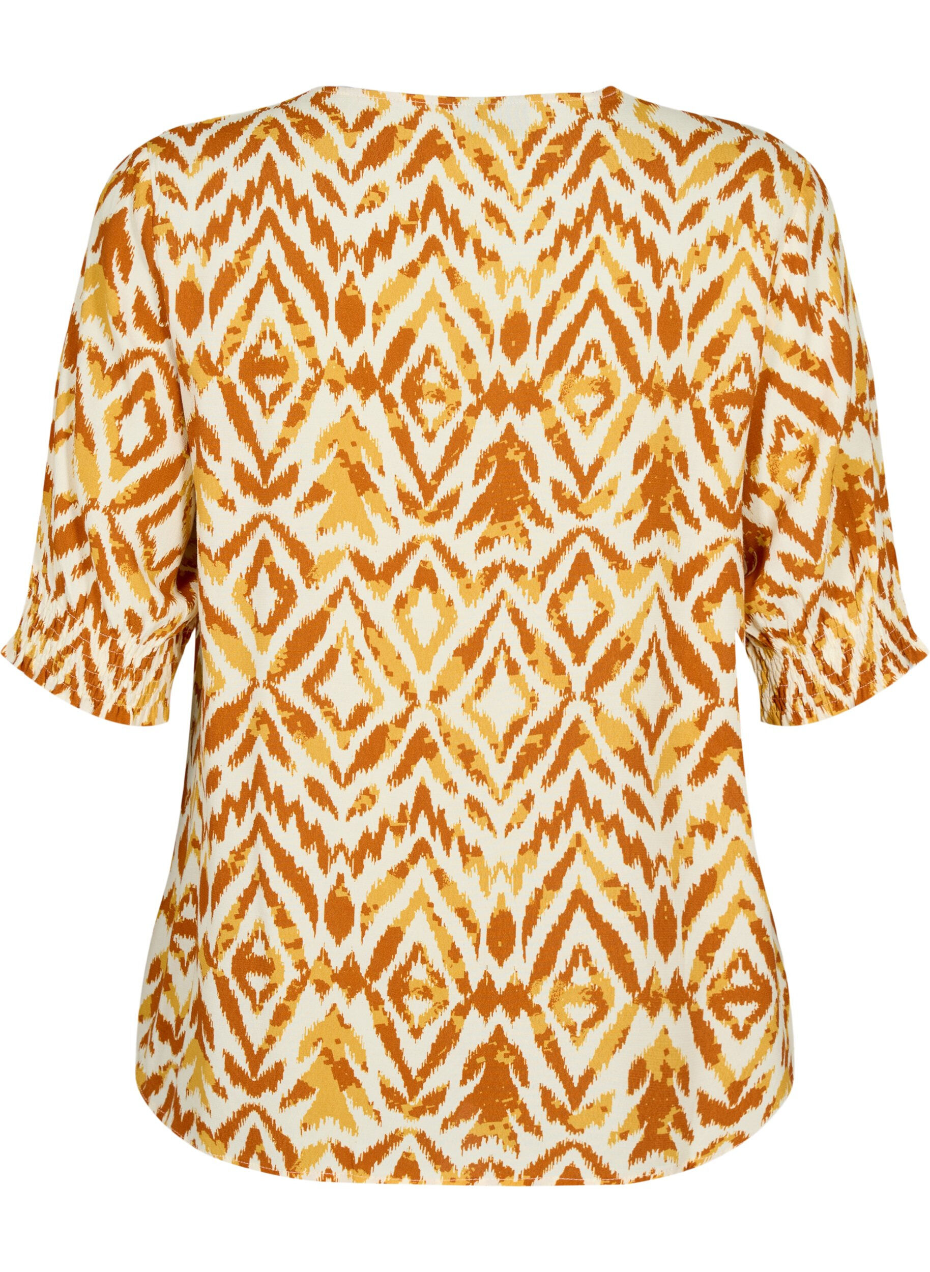 Zizzifashion Viscose blouse with buttons, Amber Green Tribe, Packshot image number 1
