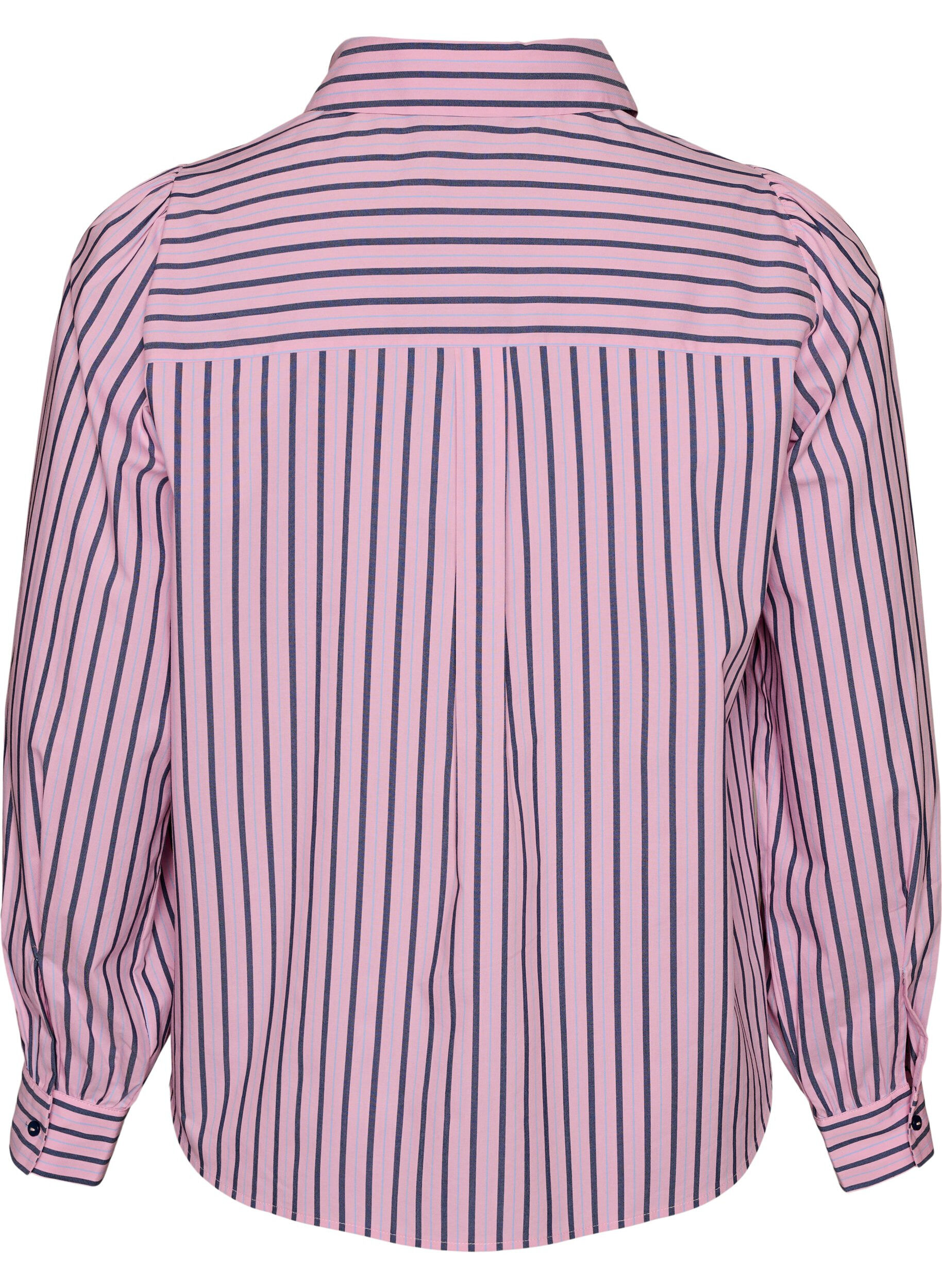 Zizzifashion Striped shirt with a classic collar and long sleeves, Pink, Packshot image number 1