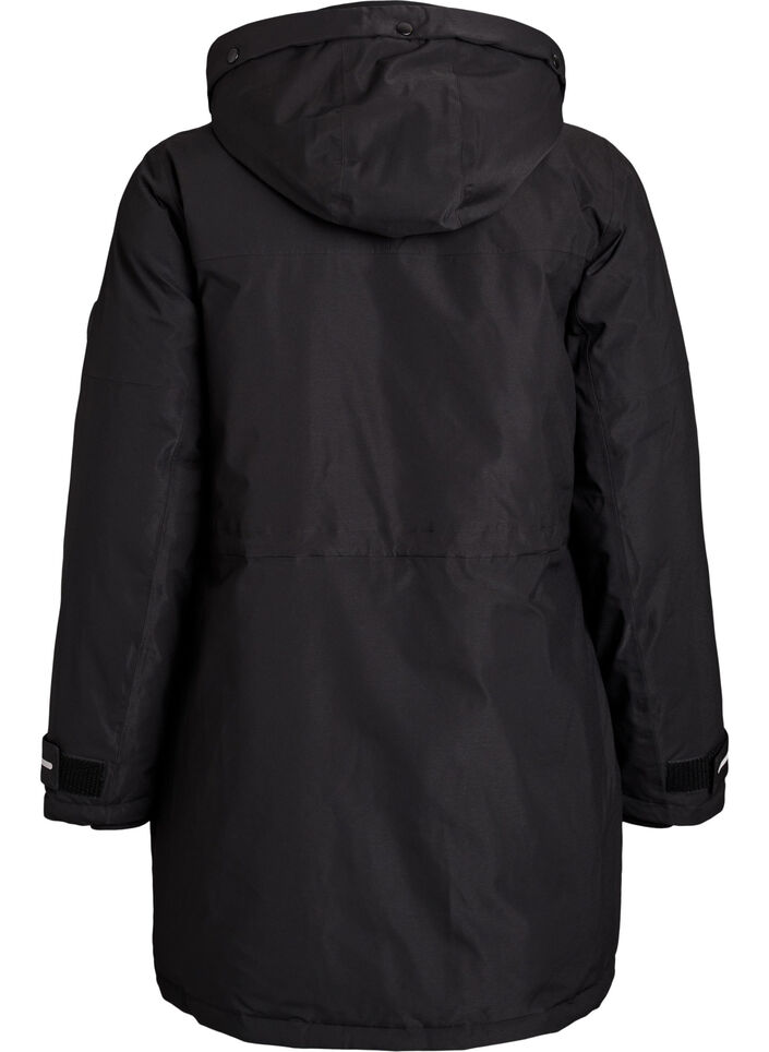 Water-repellent parka with a hood and functional details, Black, Packshot image number 1