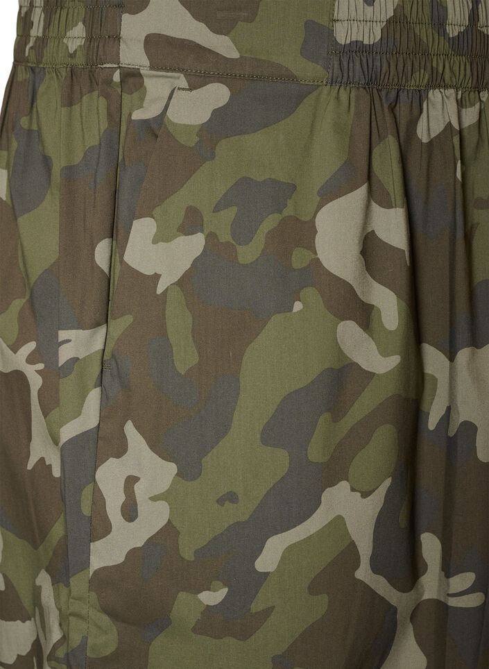 Balloon trousers with a high waist and all-over pattern, Green, Packshot image number 2