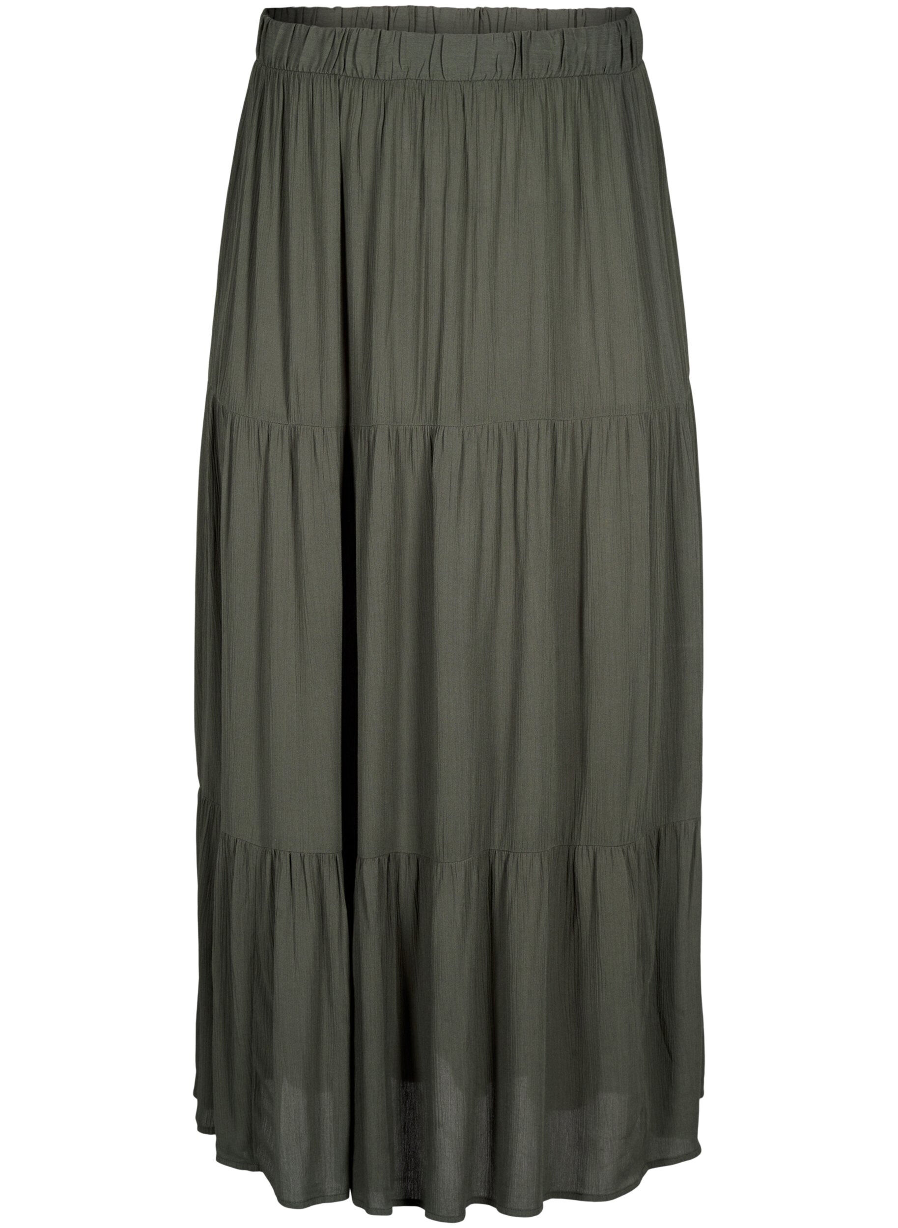 Zizzifashion Long skirt with elasticated waist, Green, Packshot image number 0