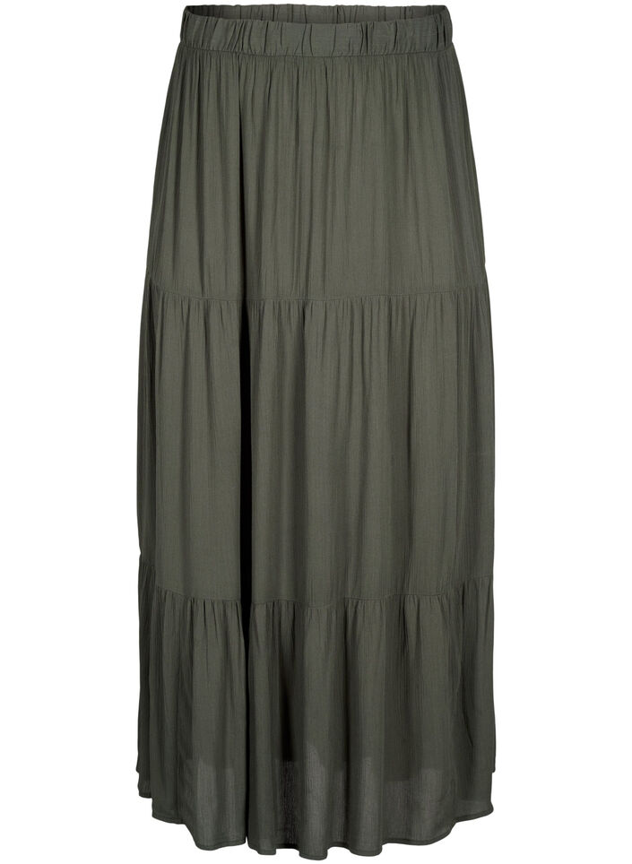 Long skirt with elasticated waist, Green, Packshot image number 0
