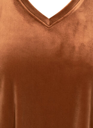 Velour dress with long puff sleeves, Brown ASS, Packshot image number 2