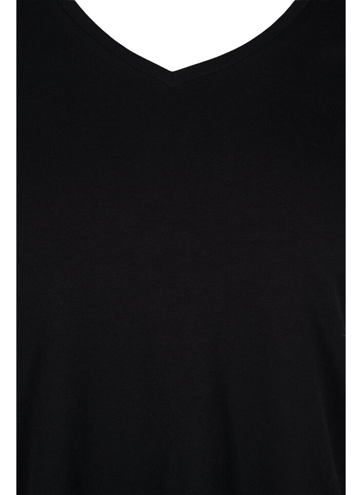 Basic t-shirt with v-neck, Black, Packshot image number 2