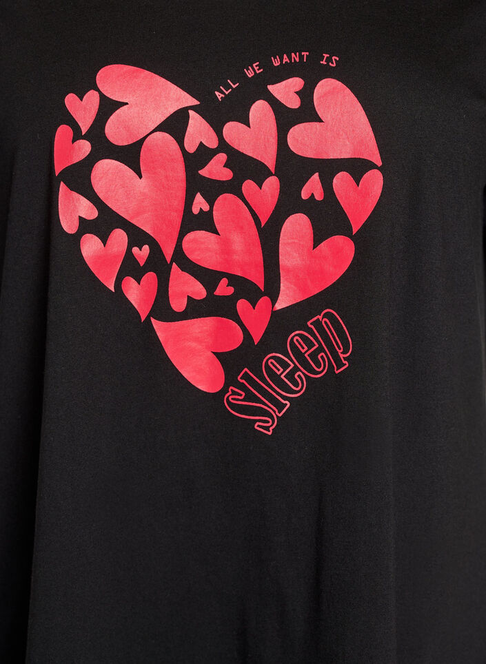 Short-sleeved nightgown in organic cotton, Black, Packshot image number 2