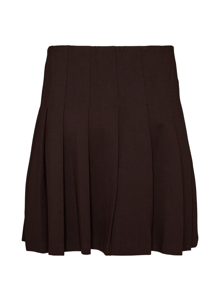 Short pleated skirt with elasticated waist, Brown, Packshot image number 1