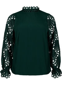 Viscose blouse with crochet sleeves