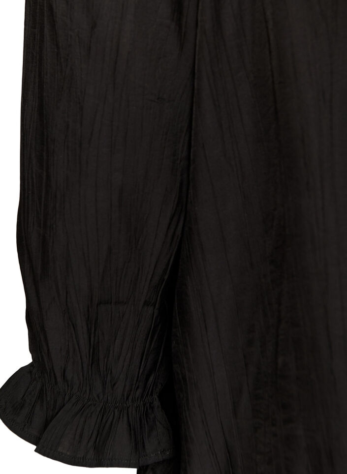 Viscose blouse with a square neck and 3/4-sleeves, Black, Packshot image number 3