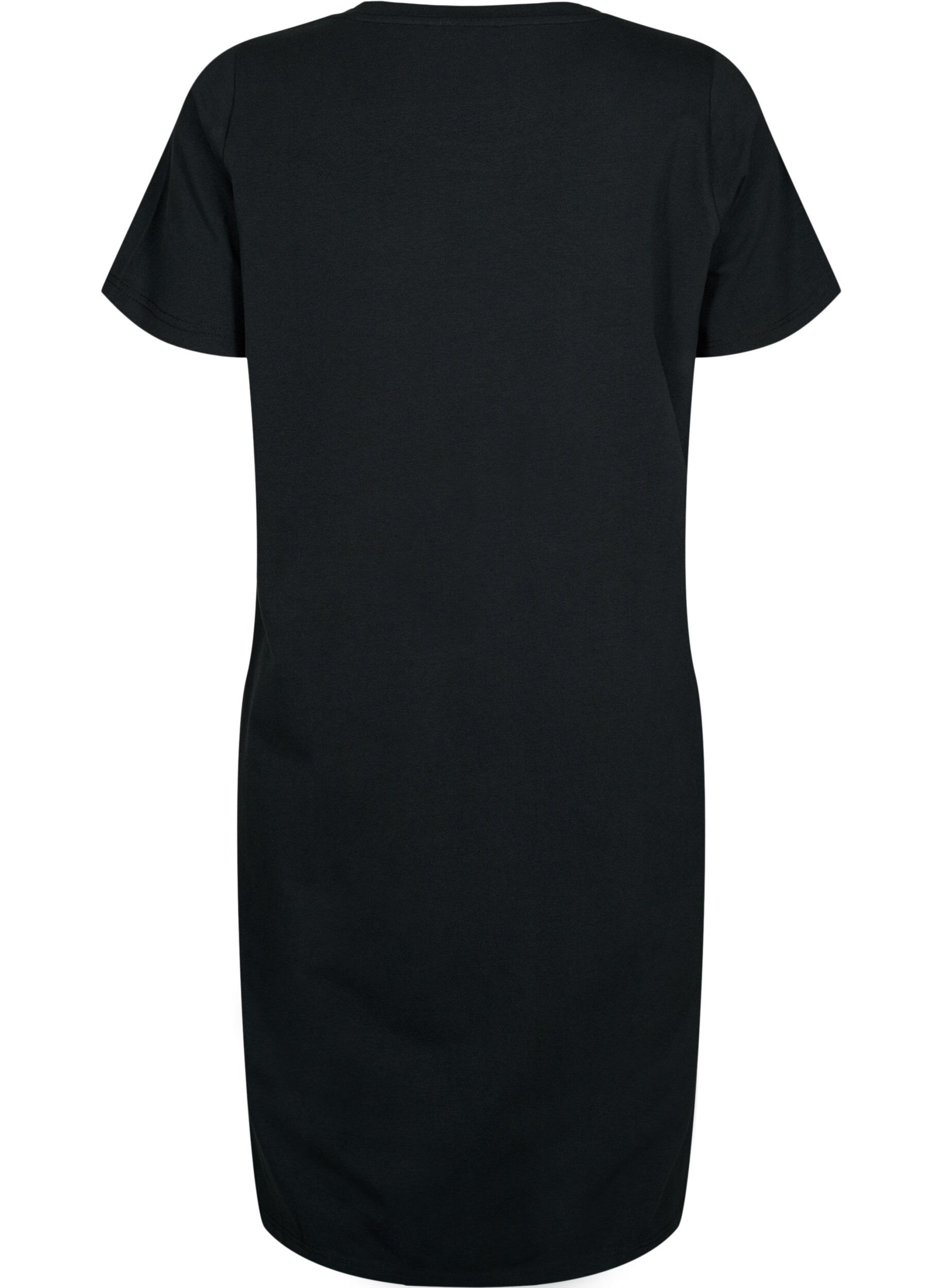 Zizzifashion Cotton dress with short sleeves, Black, Packshot image number 1