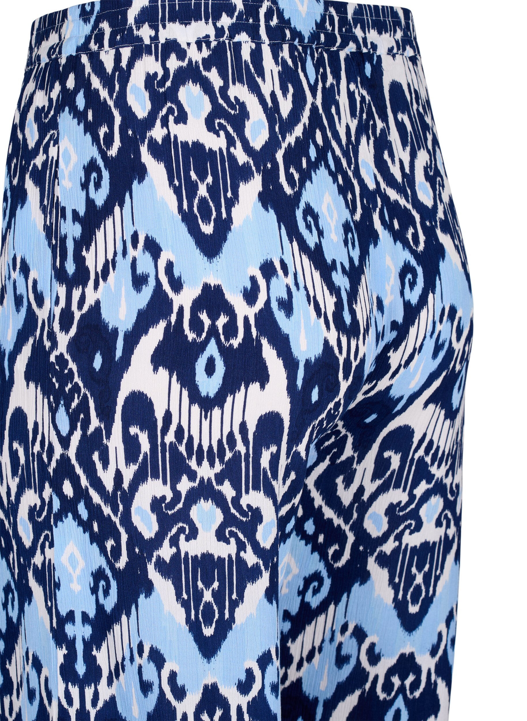 Zizzifashion Viscose culotte trousers with print, Blue Ethnic AOP, Packshot image number 3