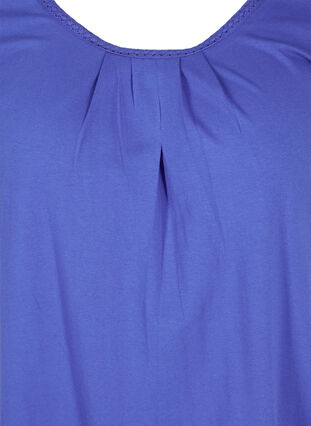 Short-sleeved cotton dress with round neckline, Dazzling Blue, Packshot image number 2