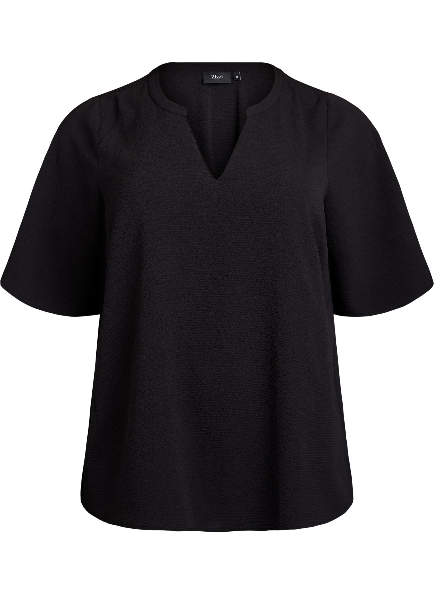 Short-sleeved blouse with V-neck