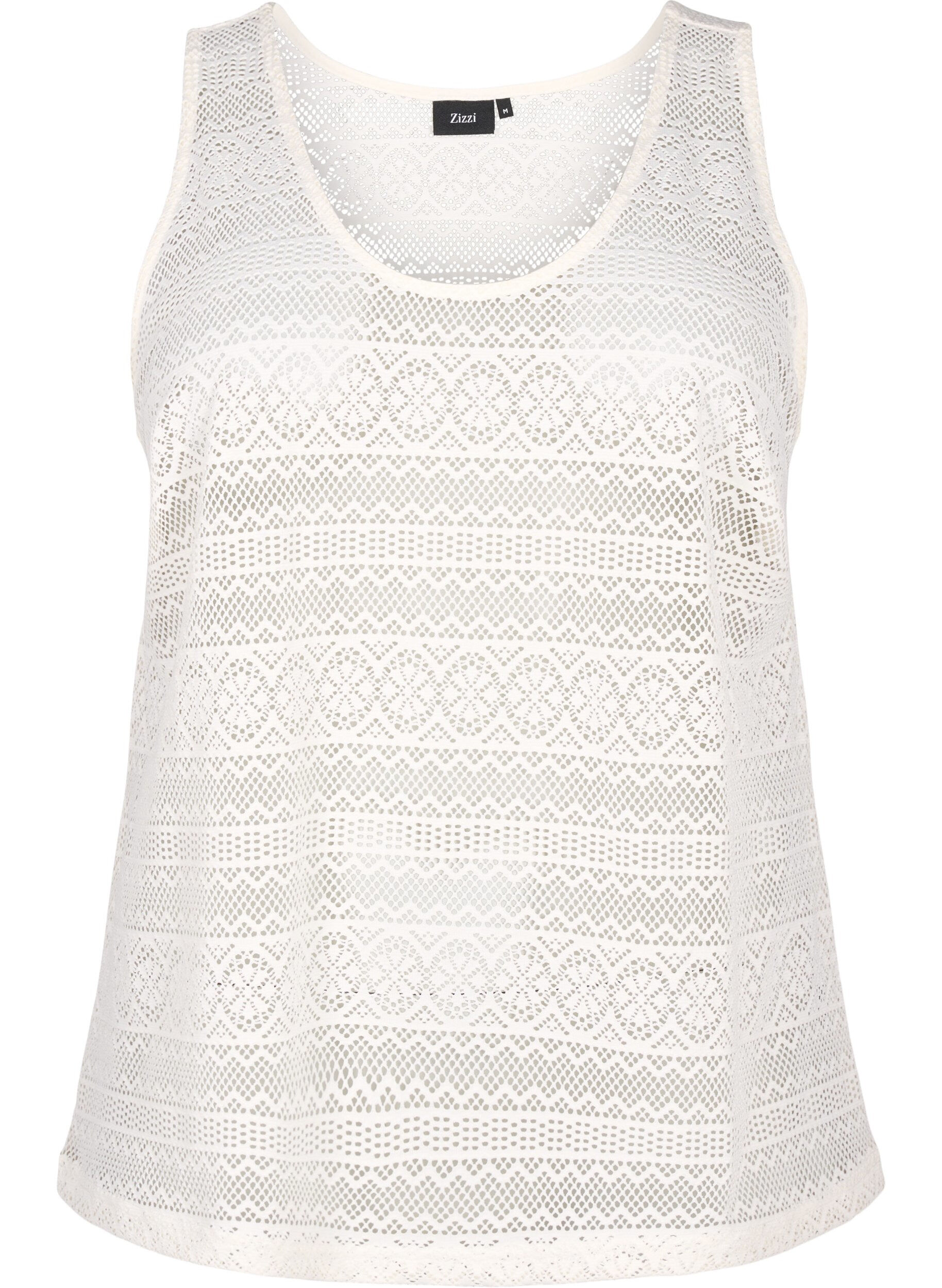 Zizzifashion Sleeveless top with hole pattern, Off White, Packshot image number 0