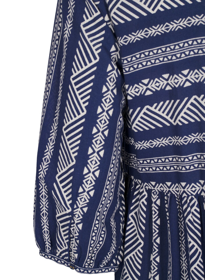 Short dress with graphic print and 3/4 sleeves, Blue, Packshot image number 3