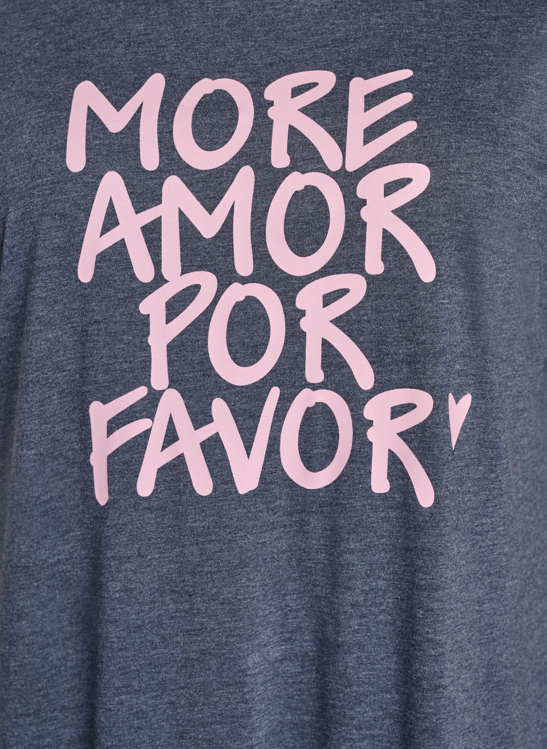 Zizzifashion Short sleeve nightgown with text print, Grey, Packshot image number 2