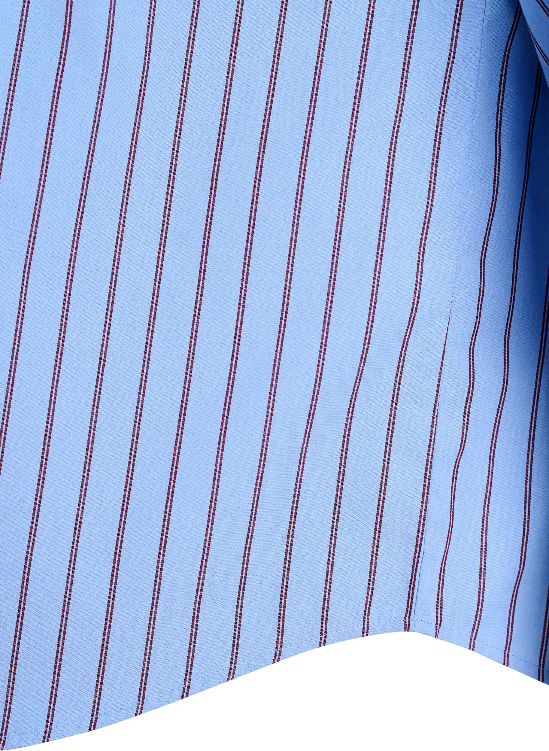 Zizzifashion Striped cotton shirt with wide sleeves, Blue, Packshot image number 3