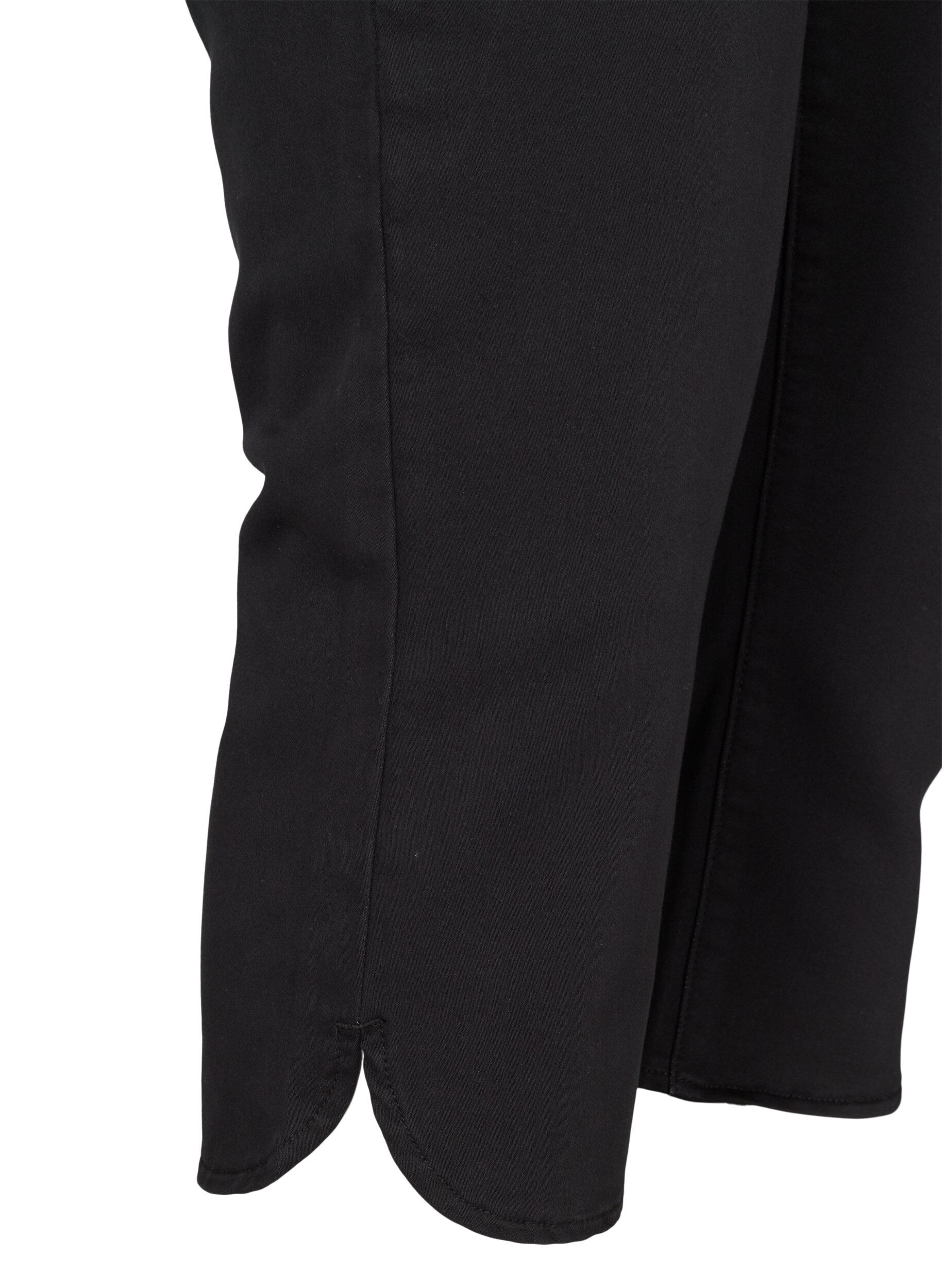Zizzifashion Close fitting cotton blend capris, Black, Packshot image number 3