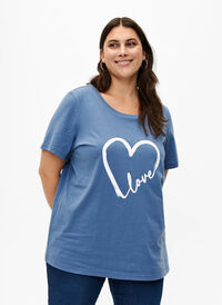 Crew neck cotton T-shirt with print, Moonlight W.Heart L., Model