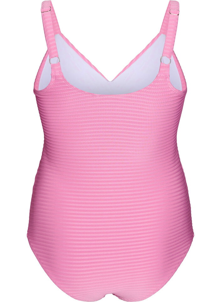 Swimsuit with texture and criss-cross detail, Pink, Packshot image number 1