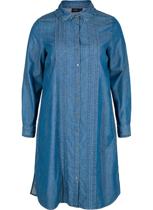 Cotton denim dress with buttons, Blue denim, Packshot image number 0