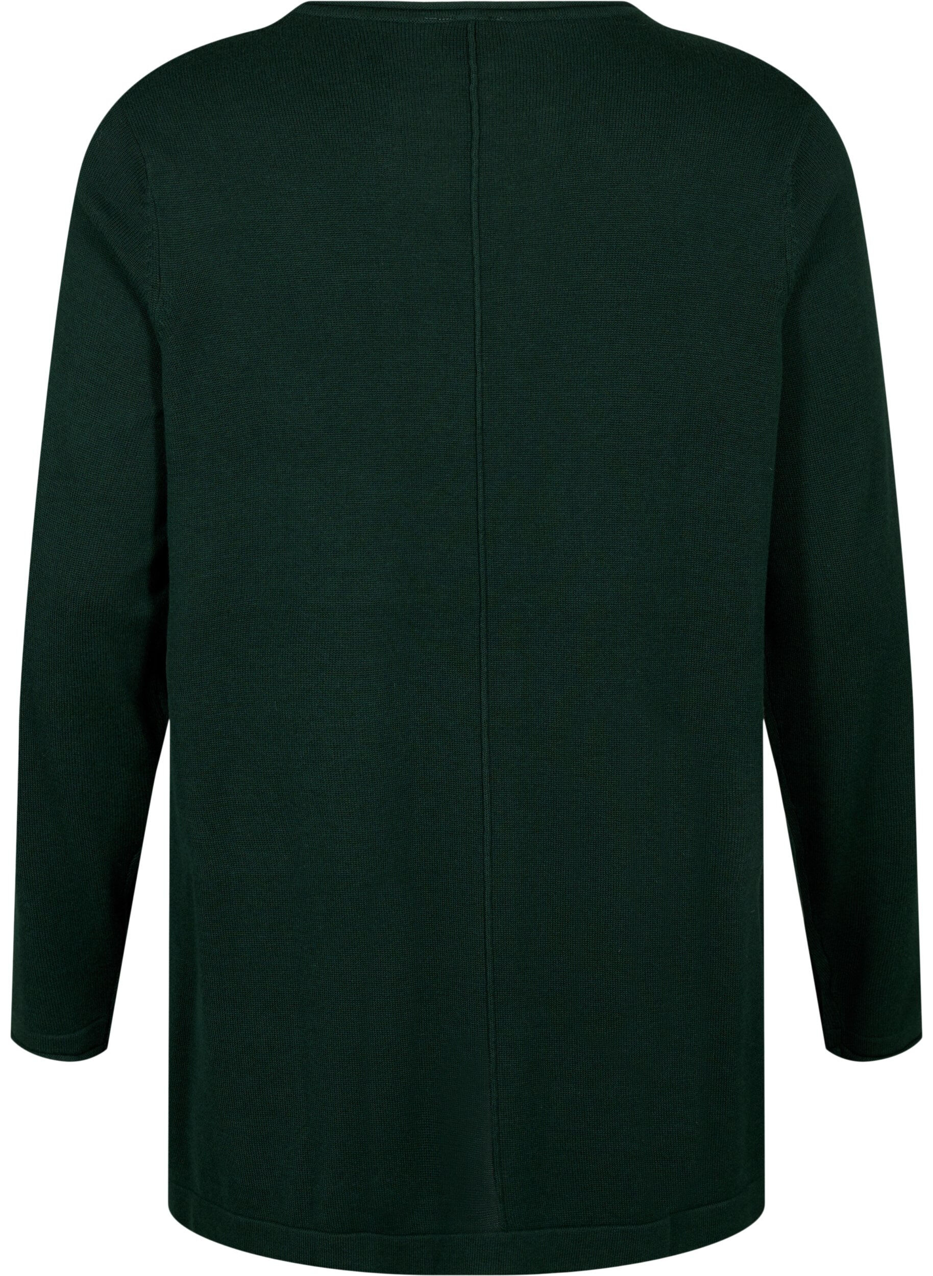 ZizzifashionKnitted blouse in cotton-viscose blend, Green, Packshot image number 1