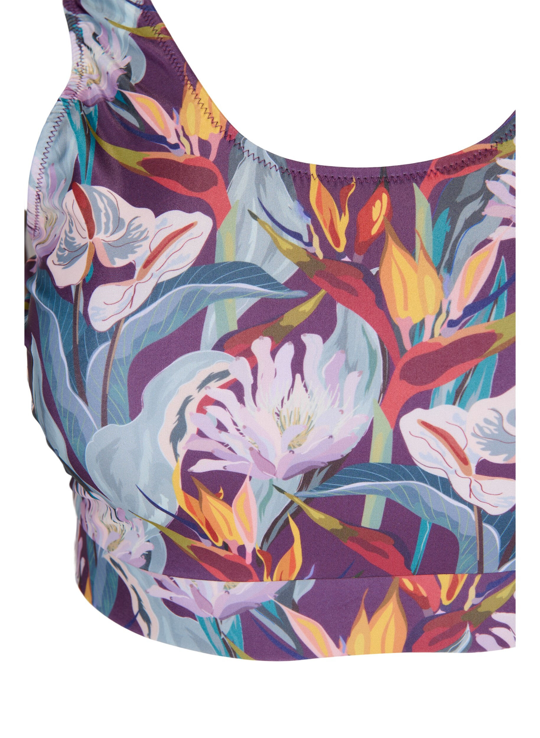 Zizzifashion Bikini top with a round neckline, Deep Tropical Print, Packshot image number 2
