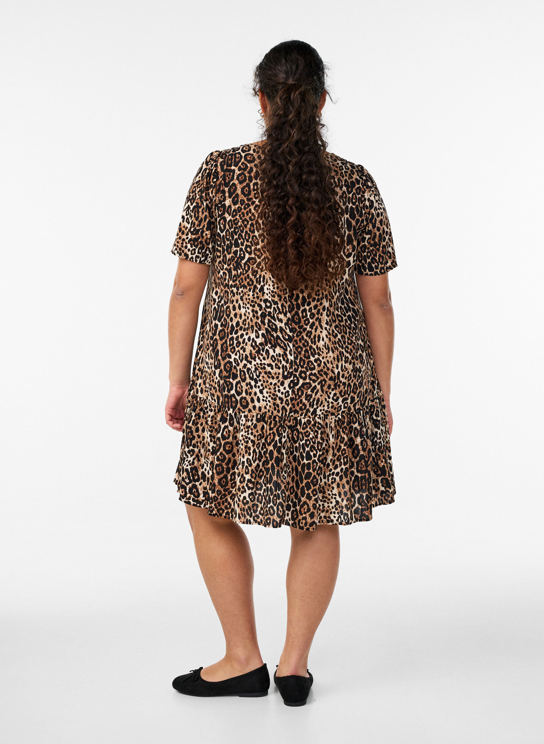 Zizzifashion Viscose dress with cutline, Brown, Model image number 2