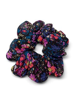 Floral scrunchie, Black Flower Mix, Packshot image number 0