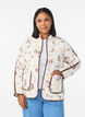 Quilted jacket with buttons and floral print, Beige, Model image number 0
