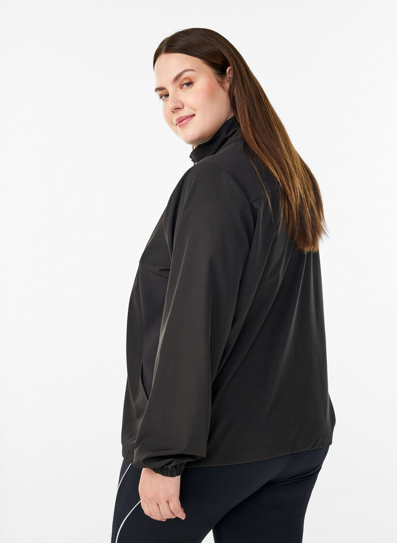 Sporty lightweight jacket with a high neck and pockets, Black, Model image number 2