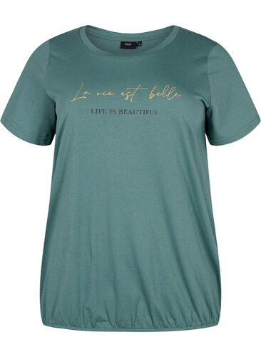 Short sleeve cotton t-shirt with elasticated edge, Sea Pine W. Life, Packshot image number 0