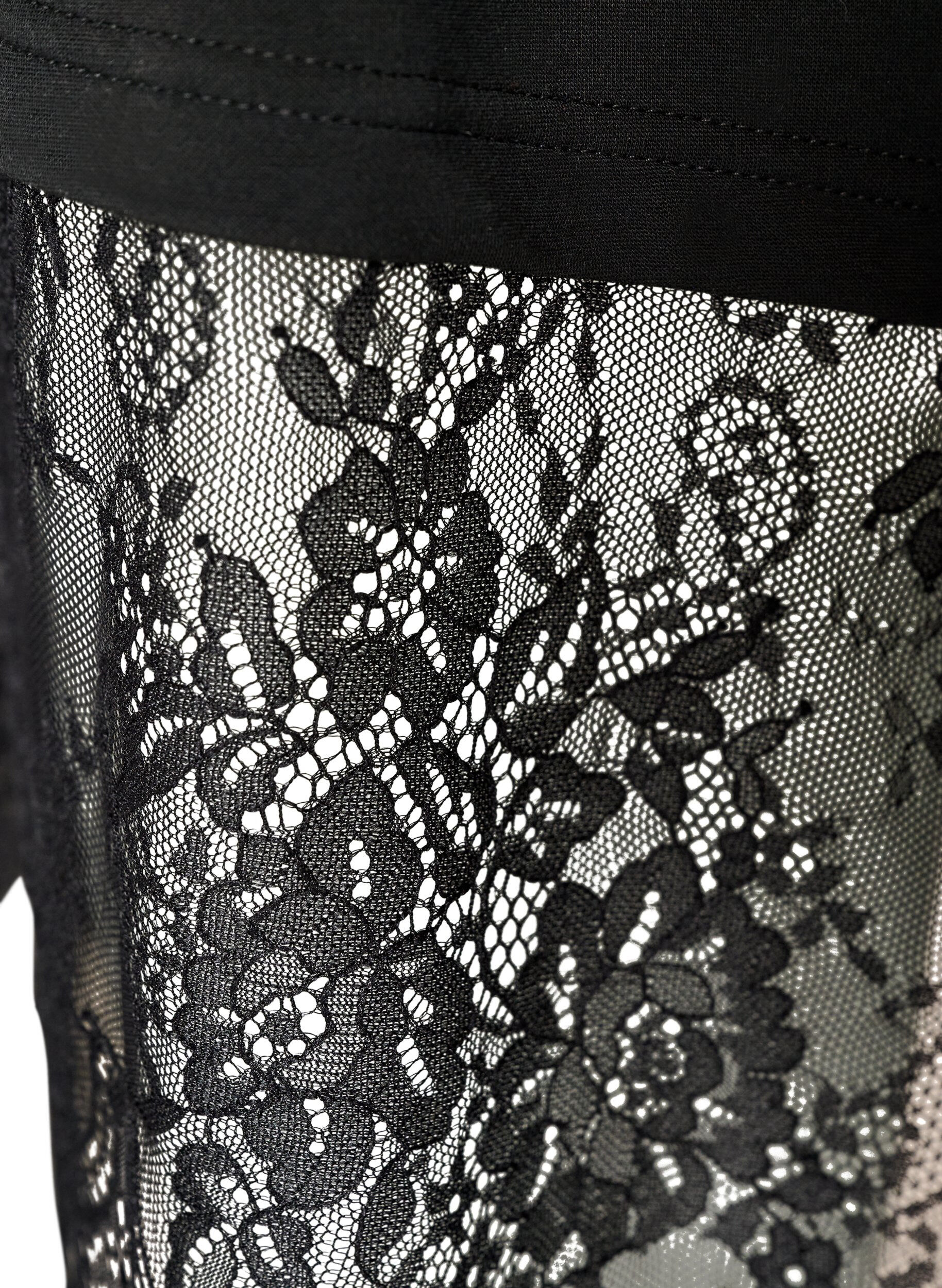 ZizzifashionBlouse with mesh sleeves and lace trim, Black, Packshot image number 3