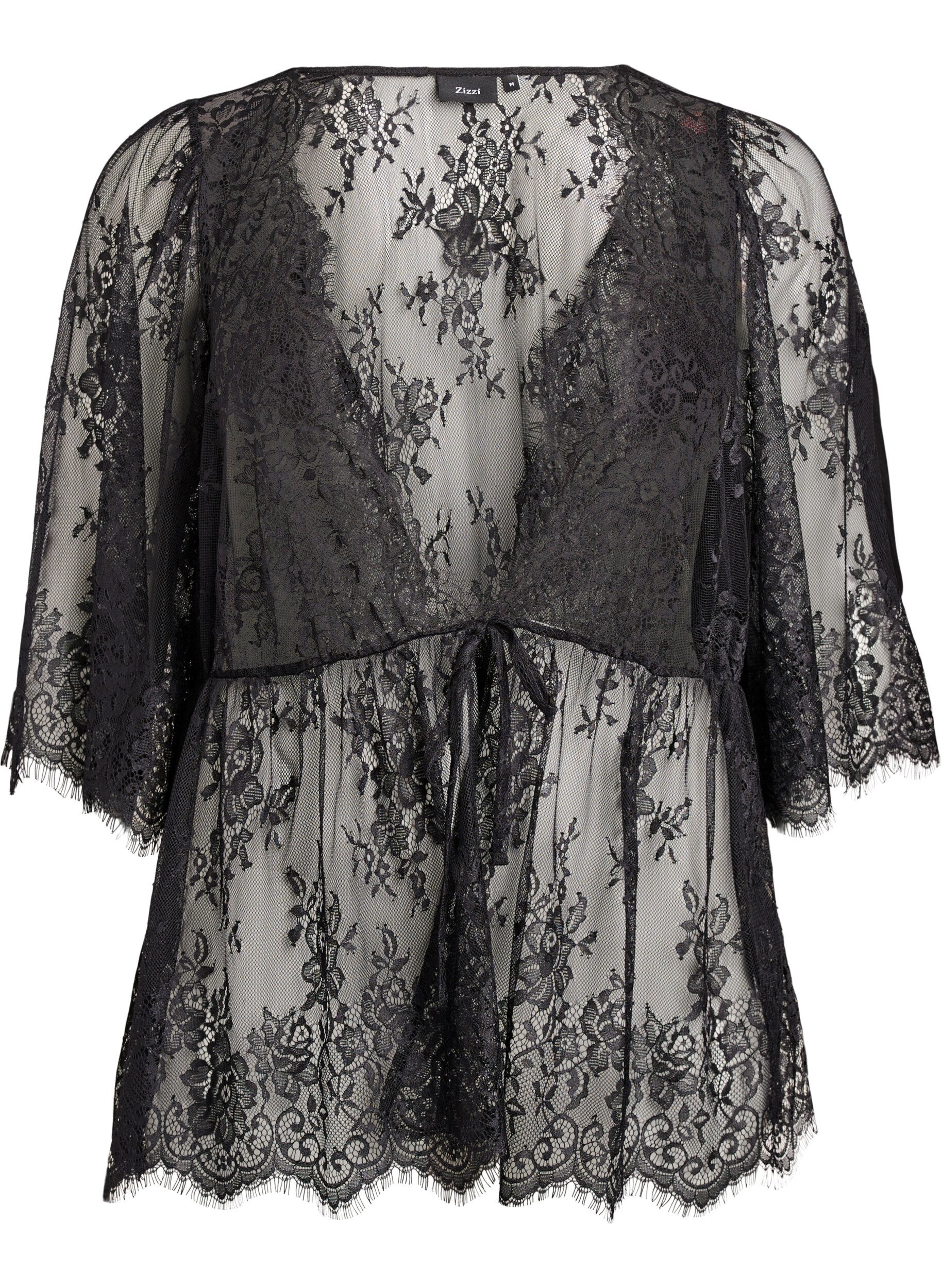 Lace top with tie detail and 3/4 sleeves