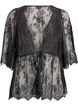 Lace top with tie detail and 3/4 sleeves, Black, Packshot image number 0