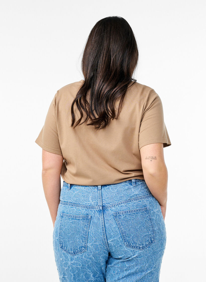 T-shirt with decorative details, Beige, Model image number 2