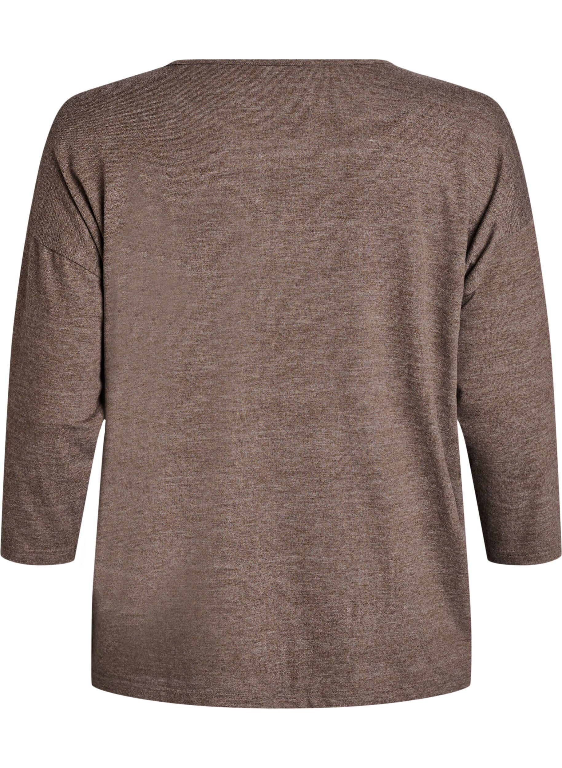 ZizzifashionJersey blouse with 3/4 sleeves, Brown, Packshot image number 1