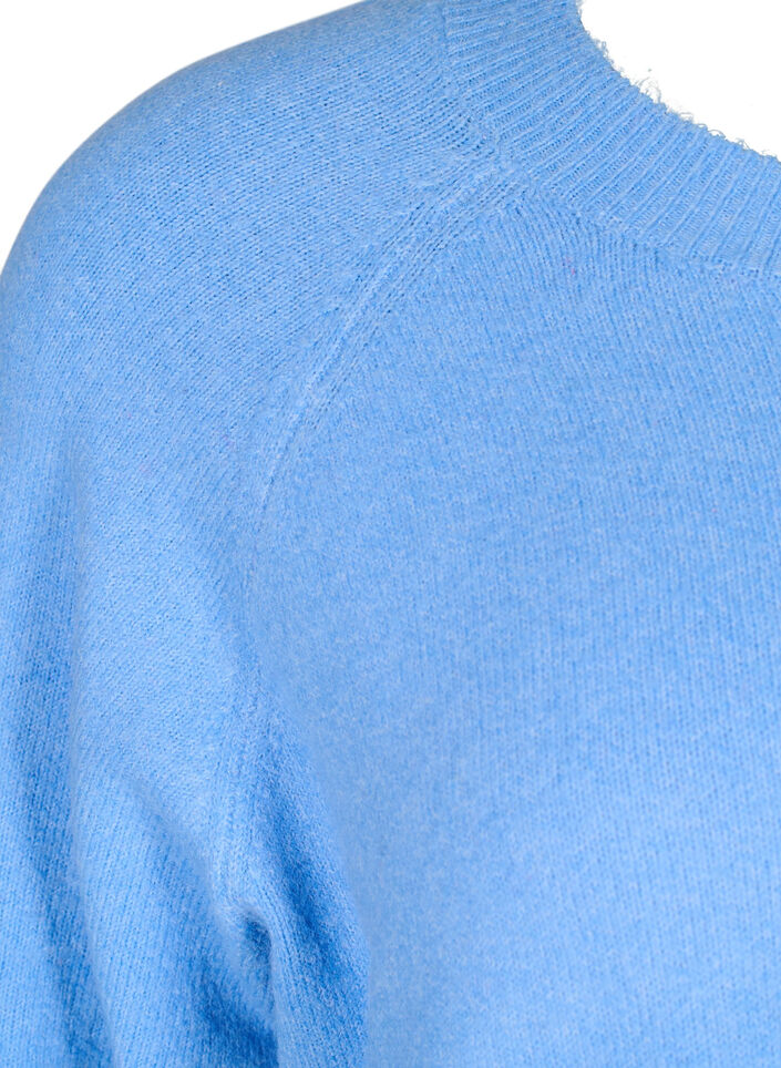 Long knitted blouse with button detail at the side, Della R. Blue Mel., Packshot image number 3