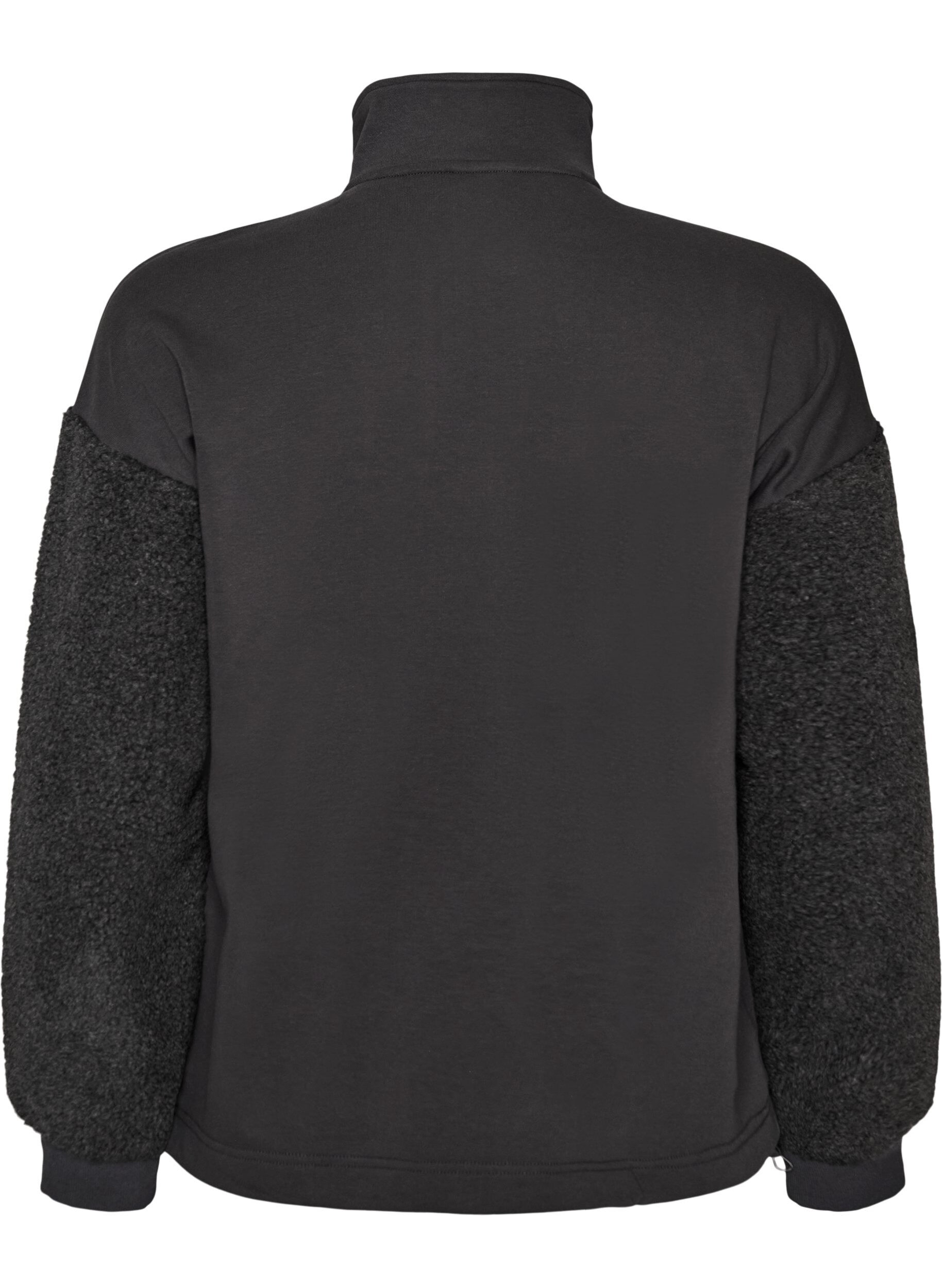 ZizzifashionSweatshirt with teddy sleeves and a high neck, Dark Grey, Packshot image number 1