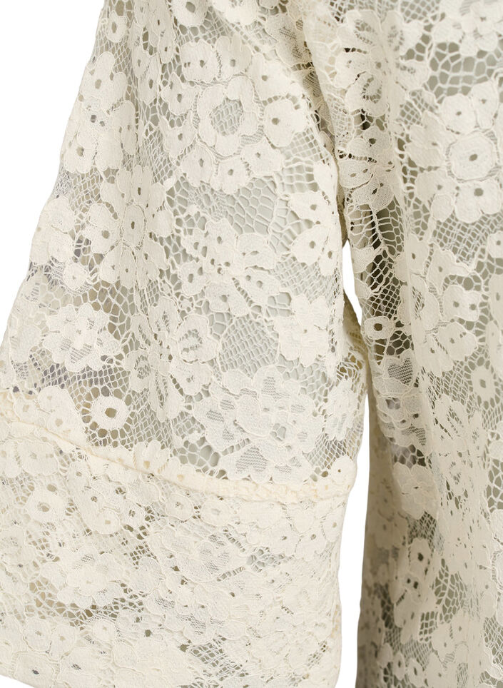 Lace blouse with collar and 1/2 sleeves, Vanilla, Packshot image number 3