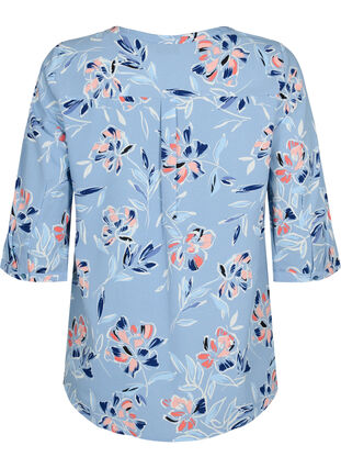 Floral blouse with 3/4 sleeves, Outline Flower, Packshot image number 1