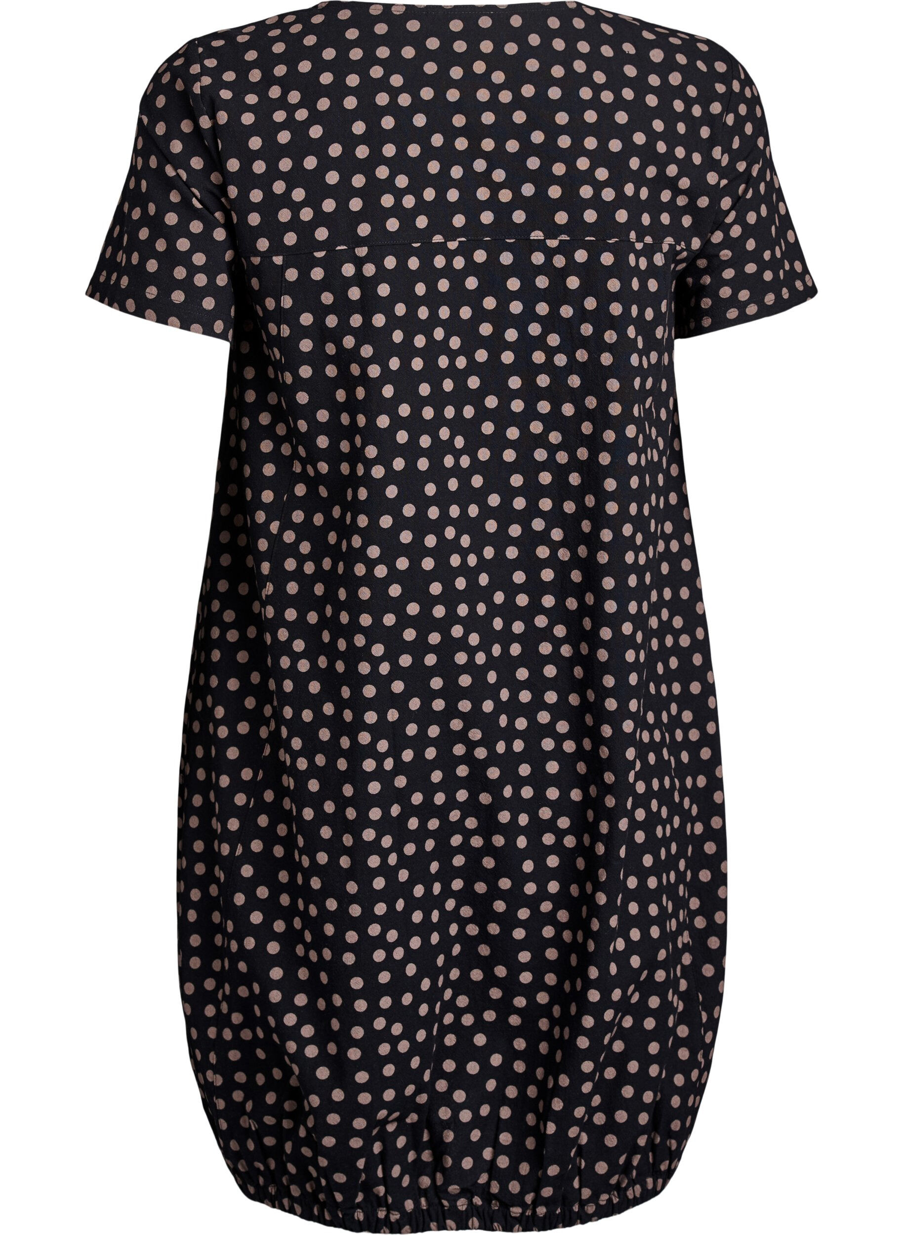 Zizzifashion Short-sleeved cotton dress with print, Brown, Packshot image number 1