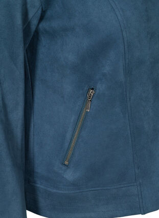 Faux suede jacket with an edgy zip, Dark Slate, Packshot image number 3